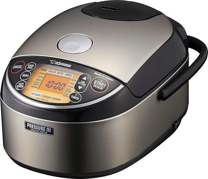 Zojirushi NS-ZCC10 Neuro Fuzzy Cooker 5.5-Cup uncooked rice / 1L White &amp NP-NWC10XB Pressure Induction Heating Rice Cooker &amp Warmer 5.5 Cup Stainless Black Made in Japan