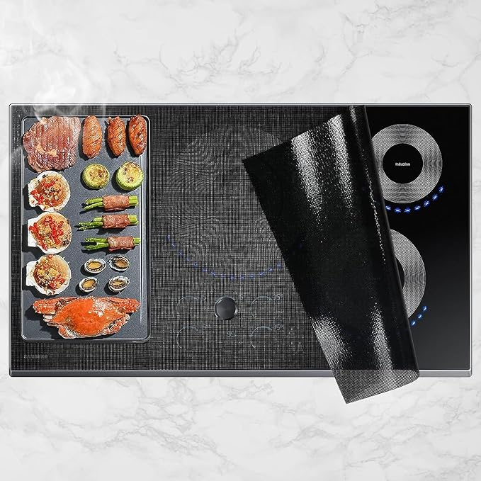Cook's Aid Large Induction Cooktop Protector Mat 20.4x30.7 InchTranslucent (Magnetic) Stove Top Cover for Electric Stove Silicone Stove Mat for Glass Top Stove (LISICT9)