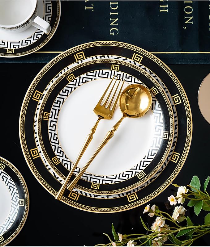 bone china dinnerware set tableware set cups and plates sets for kitchen dinner plate set 24-piece dish set for 6 round plates round plates dinnerware sets