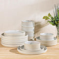 TheTerra Ceramic Dinnerware Sets for 6 18 Pieces Porcelain Lightweight Plates and Bowls Sets Scratch Resistant Dish Set Oven &amp Microwave &amp Dishwasher Safe Reactive White