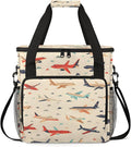 Cute Airplane Aircraft Coffee Maker Carring Bag Large Insulated Storage Organizer Case Tote Bags with Shoulder Strap for Travel Work Picnic