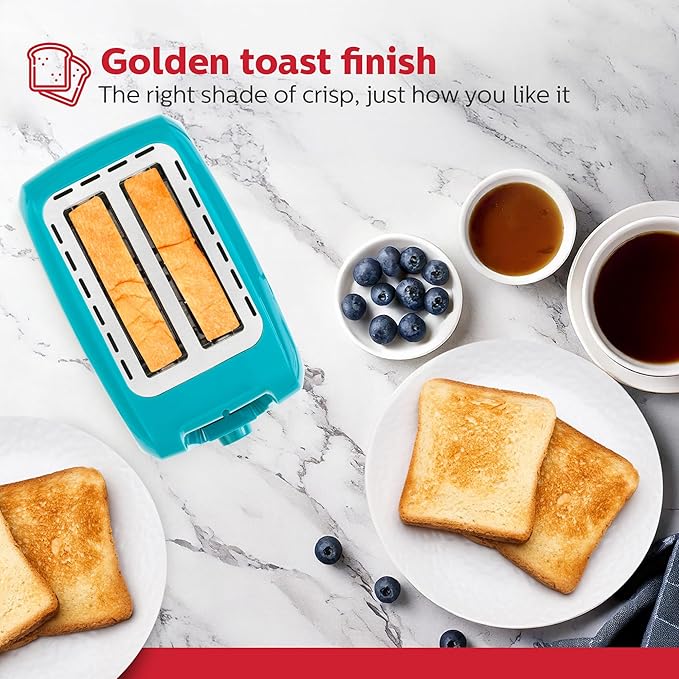 Holstein Housewares 2-Slice Toaster with 7 Browning Settings Extra-Wide Slots Reheat Defrost Cancel High-Lift Release Removable Crumb Tray – Compact Stainless Steel Teal