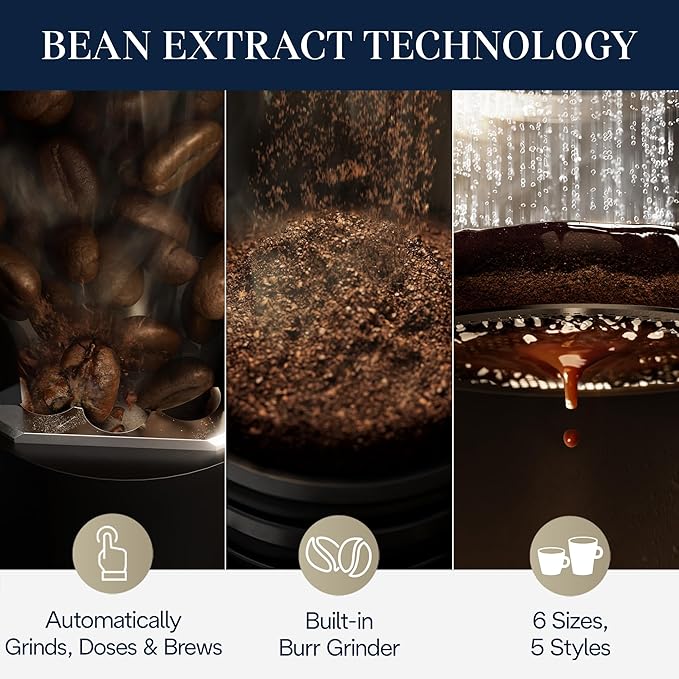 De'Longhi True Brew Drip Coffee Maker Built in Grinder Single Serve 8 oz to 24 oz Hot or Iced Coffee Stainless CAM51025MB