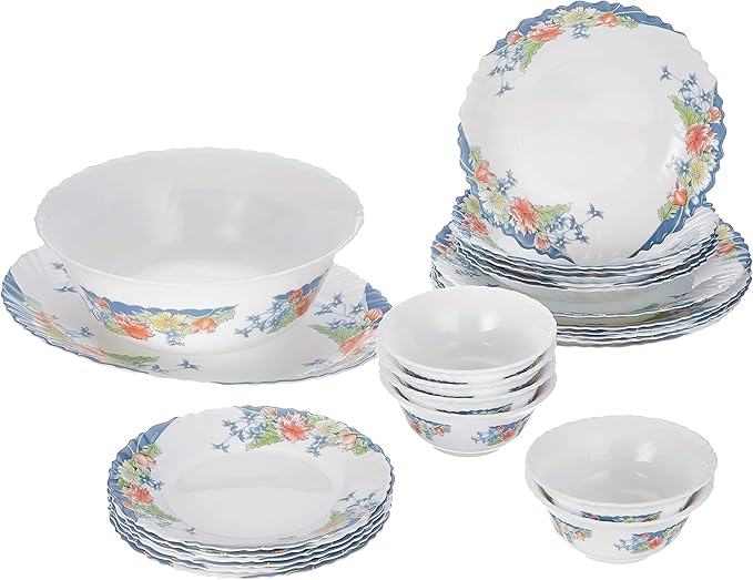 Dajar Florine Dinner Set 26 Pieces. Arcopal White red Blue Yellow 37 x 29 x 32 cm