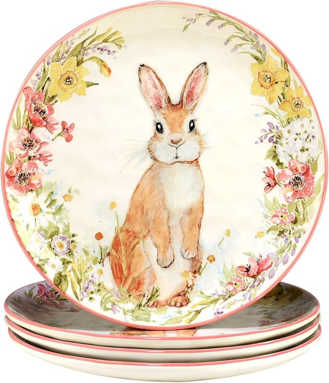 Unknown1 16 Pc Dinnerware Set Service for 4 Multi Color Off/White Pink Holiday Casual Farmhouse Round Ceramic Piece Dishwasher Safe Microwave