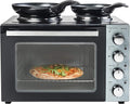 Bestron AOV31CP Small Kitchen Mini Oven with Double Hob Top/Bottom Heat with Convection Air up to 230 ° C 3200 Watt Black
