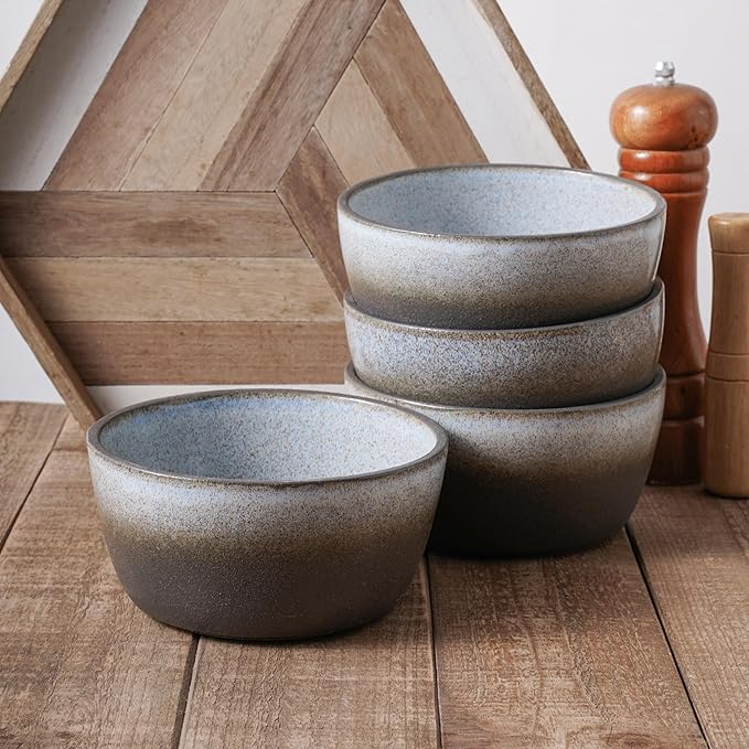 Stone Lain Vince Stoneware Reactive Glaze Dinnerware Set 16 Piece Service for 4 Gray