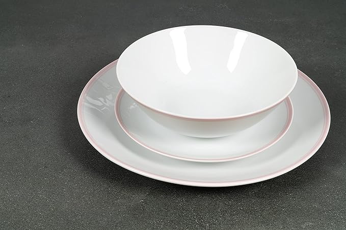 10 Strawberry Street Coupe Double Line 12 Pc Pink Dinnerware Set Misty RoseSM-1200-CP-P