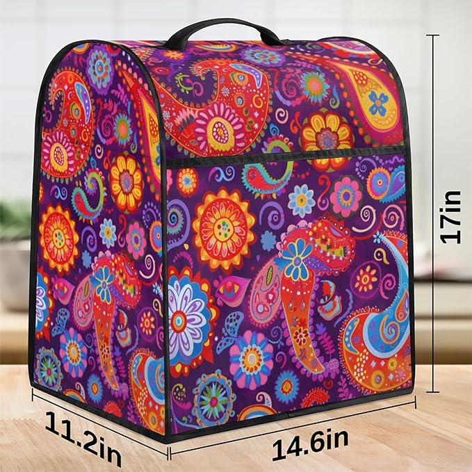 cfpolar Kitchen Aid Mixer Cover Compatible with 6-8 Quarts Mandala Paisley Flower Stand Mixer Cover Kitchen Aid Mixers Accessories Appliance Organizer Bag Dust Covers with Zipper Pocket