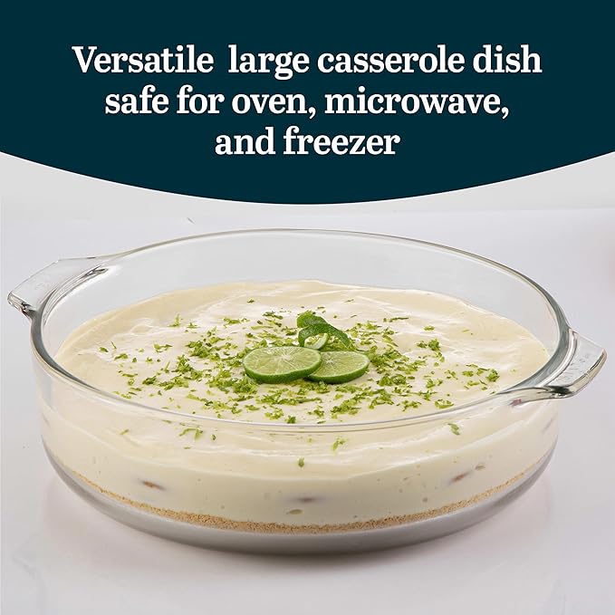 Libbey Round Casserole Dish with Lid Elegant Glass Bakeware with Lids Stackable Round Casserole Dishes for Oven Refrigerator Microwave and More