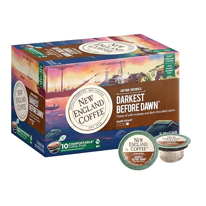 New England Coffee Darkest Before Dawn Dark Roast Single Serve Pods 10ct Box (Pack of 1)