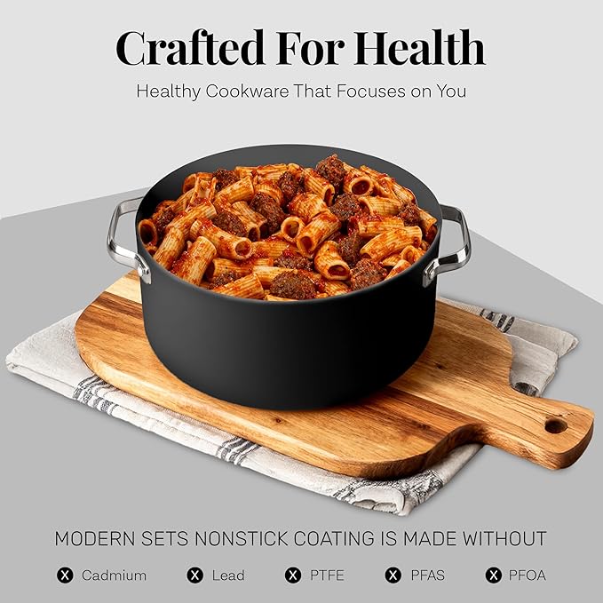 Gotham Steel Modern 11 Pc Ceramic Cookware Set Elegantly Designed Pots and Pans Set Non Stick with Steamer Induction Bottom Premium Stay Cool Handles Non Toxic PFOA Free Oven &amp Dishwasher Saf