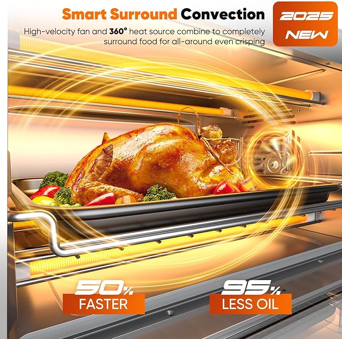 Nuwave Bravo Pro Convection Air Fryer Toaster Oven Combo 2025 New and Improved 10-in-1 50°-450°F Temp Controls Quick &amp Even Crisp Technology 21Qt Capacity Black PFAS Free
