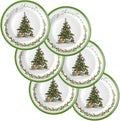 6 Pcs Christmas Melamine Plates Dinner Salad Plates Xmas Tree Dinnerware Xmas Wreath Dishes Holiday Tableware for Dessert Salad Appetizer Birthday Party(Christmas Tree8 Inches)