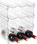 IEEK 4 Pack Stackable Wine and Water Bottle Holder Free-Standing Fridge Wine Bottle Organizers Clear Plastic Water Bottle Holder for CabinetRefrigeratorPantryKitchen CountertopsHolds 12 Bottles