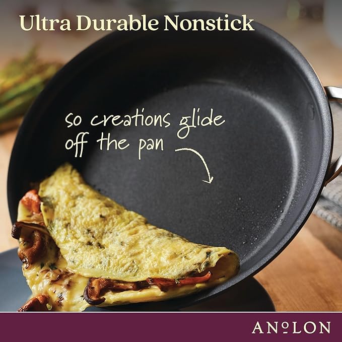 Anolon 83852 Nouvelle Copper Hard Anodized Nonstick Cookware Set / Pots and Pans Set - 11 Piece Brown