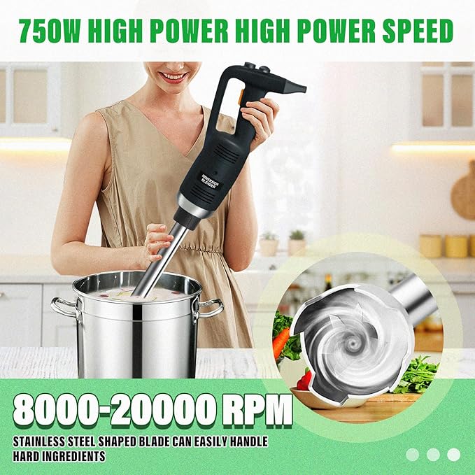 Electric Immersion Blender 22 Inch 750 Watt Commercial Handheld Blenders With Detachable Shaft for Shakes Soups Smoothies Puree