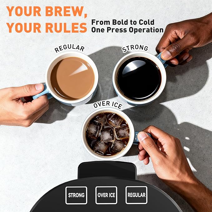 Secura Single Serve Coffee Maker K Cup and Ground 2-In-1 Coffee Maker with 3 Brew Modes Removable Reservoir &amp Drip Tray 6 to 12 Oz Brew Sizes