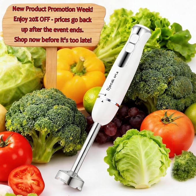700W Upgraded Blender with 20-Speed Settings Food Processor Emulsion Blender Handheld Milk Frother Handheld Batidora De Mano Electrica for Kitchen Appliances White