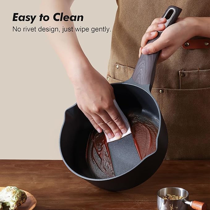 SENSARTE 1.5 &amp 2.5 Quart Sauce Pan Sets with Lid Cooking Pots Set Nonstick Saucepan Set with Pour Spout Small Kitchen Pot Non toxic Saucepot Induction Comptable Easy to Clean PFOA Free