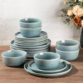 GBHOME Ceramic Dinnerware Sets for 6 18 Pieces Stoneware Plates and Bowls Sets Scratch Resistant Dishes Dishwasher &amp Microwave Safe Reactive Glaze-Malachite Green
