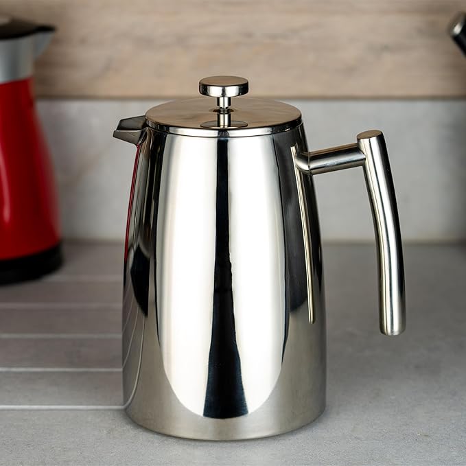 Belmont 3 Cup Double Walled Cafetiere Coffee Maker Mirror Finish 350ml