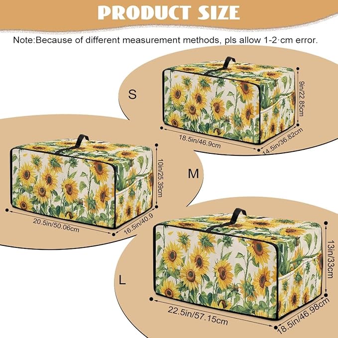 Dust-proof Toaster Oven Heat-Resistant Air Fryer Microwave Cover with Top Handle Side Pockets Protects Elevate Kitchen Style While Protecting Appliances Sunflower Theme