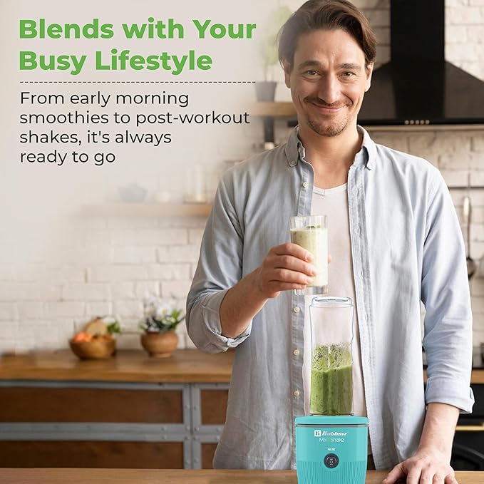 Koblenz Mix&ampShake Blender 20 oz Portable Blender 600W Motor Pulse ON/OFF Functions Stainless Steel Blades Shakes Sauces Smoothie Maker (1) 20 oz To-Go Bottle Green MSKM-600 V