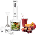 Moss &amp Stone Hand Blender With Egg Whisk &amp Chopper Powerful 300 Watt - Stick Blender Hand Mixer Set Stainless Steel Shaft &amp Blades White Handheld Blender With Ergonomic Handle