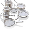 Ninja EverClad Stainless Steel Cookware 12 Piece Pots &amp Pans Set All Stovetops &amp Induction Oven Safe to 600°F Tri-Ply Commercial-Grade C99012