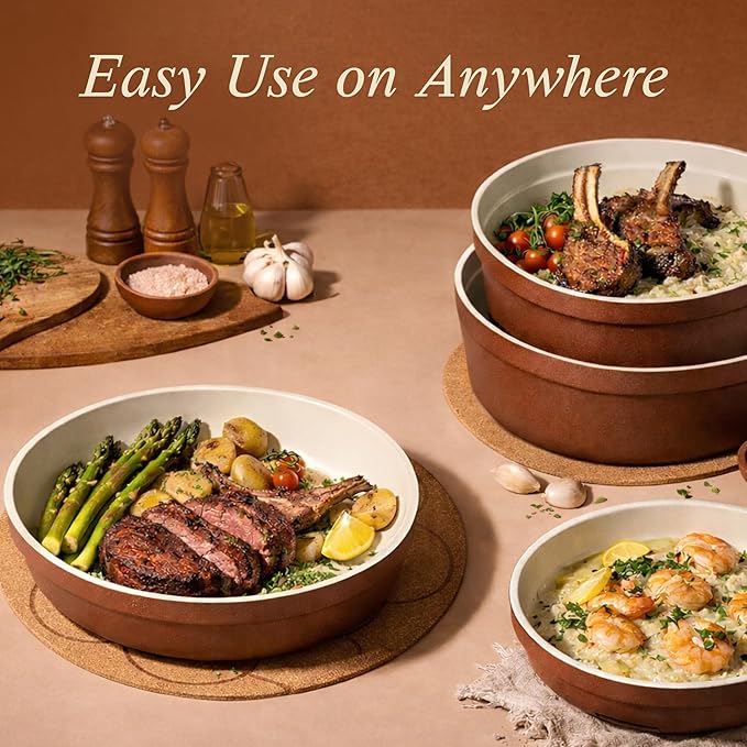 CAROTE 22Pcs Ceramic Cookware Set Pots and Pans Set Non Stick Removable Handles Non Toxic Cookware Oven/Dishwasher Safe Induction Cookware Gift Set NonStick Cookware Set with Kitchen Essentials