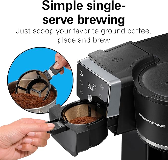 Hamilton Beach 2-Way 12 Cup Programmable Drip Hot and Iced Coffee Maker &amp Single Serve Coffee Machine Glass Carafe Auto Pause and Pour Black (47500J)
