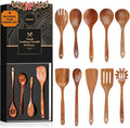 Wooden Spoons for Cooking Wooden Utensils for Cooking Natural Teak Wooden Kitchen Utensils Set Comfort Grip(10 PCS SET GIFT BOX)