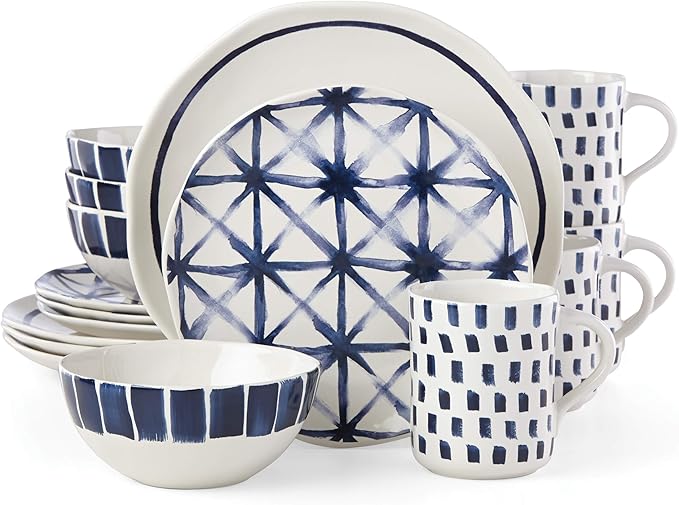 Lenox Painted Elements Indigo Sketch 16 Piece Dinnerware Set