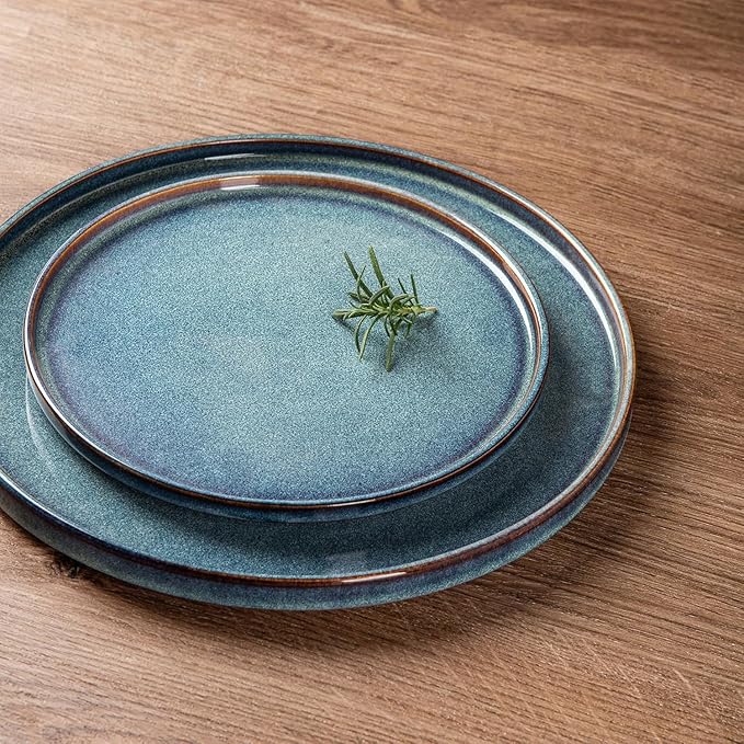 AmorArc Ceramic Dinnerware Sets for 4Round Reactive Glaze Stoneware Plates and Bowls SetHighly Scratch Resistant Dishware | Dishwasher &amp Microwave Safe Dishes SetService for 6 (18pc)