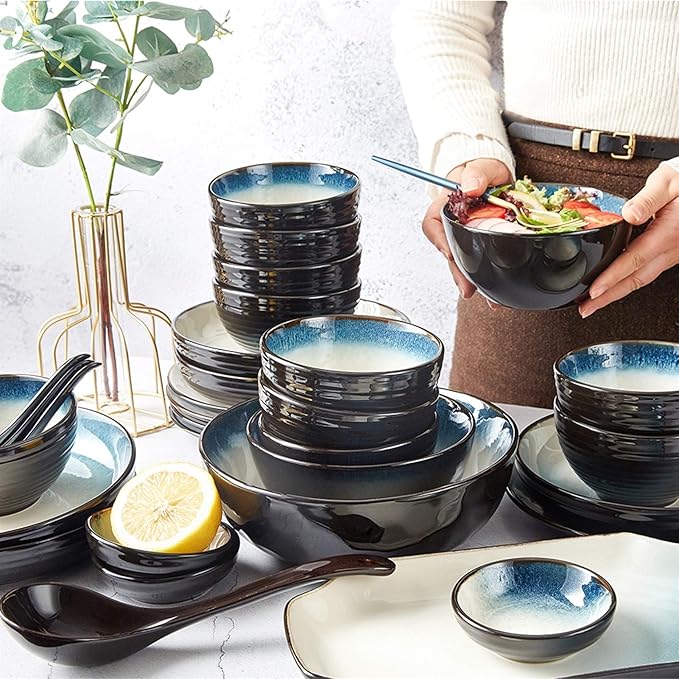 GaRcan Dinner Plate Dinner Plates 18-Piece Ceramic Dinnerware Set Elegant Dinner Plates Set Service for 4 Durable Round Dinner Plate Sets Microwave Oven and Dishwasher Safe Plates