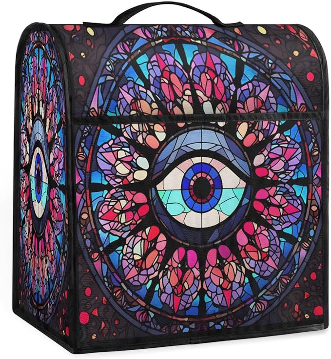 cfpolar Kitchen Aid Mixer Cover Compatible with 6-8 Quarts Evil Eye Glass Painting Stand Mixer Cover Kitchen Aid Mixers Accessories Appliance Organizer Bag Dust Covers with Zipper Pocket