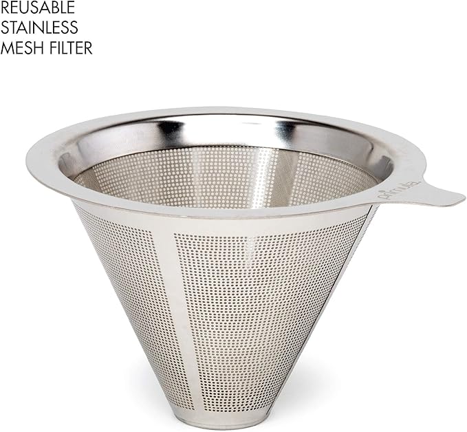 Primula Seneca Pour Over Coffee Maker Removable Ultra Fine Micro Mesh Stainless Steel Filter 4.8 x 4.8 x 4.8 inches Black