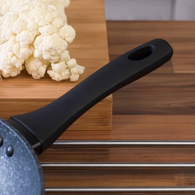 Salter COMBO-3692 Megastone Frying Pan Set - 24/28 cm Non-Stick Fry Pans Induction Frying Pan 2 Piece Set Omelette Pan Dishwasher &amp Metal Utensil Safe PFOA Free Aluminium Soft-Touch Handles