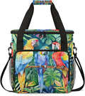 Parrot Tropical Palm Leaves Travel Coffee Maker Carrying Bag Large Organizer Storage Tote Bag Insulated Reusable Cooler Grocery Bags