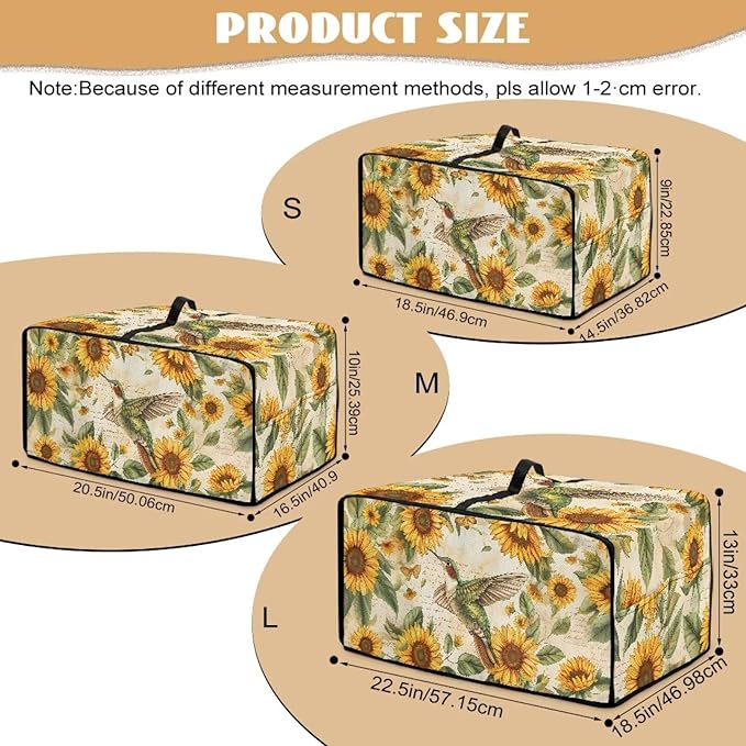 Dustproof Toaster Oven Cover Heat-Resistant Microwave Grill Cover Protector Faux Linen Polyester Dust Covers Case Protections for Toaster Oven Hummingbird Sunflower