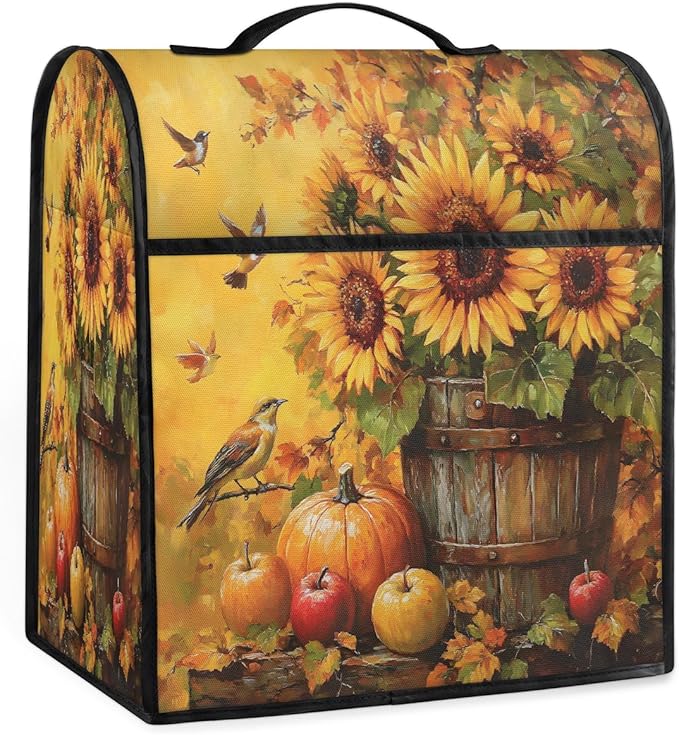 cfpolar Kitchen Aid Mixer Cover Compatible with 6-8 Quarts Pumpkin Sunflower Birds Stand Mixer Cover Kitchen Aid Mixers Accessories Appliance Organizer Bag Dust Covers with Zipper Pocket