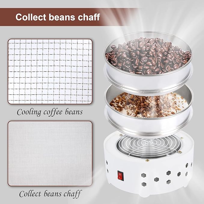 iCosoni Coffee Bean cooler Electric Coffee Roasting Cooling Machine High Capacity 550G Double layer Collect Chaff (350g Black)