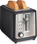 Hamilton Beach Gourmet 2 Slice Slot Toaster with Extra Long &amp Wide Slots Sure-Toast Technology Shade Selector with 7 Browning Levels Bagel Setting Matte Black and Stainless Steel (22996)
