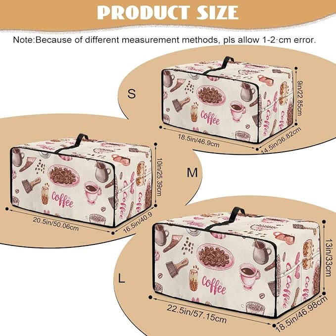 Toaster Oven Dust Cover with Accessory Pockets Neat Storage and Protection with Organizing Side Pockets for Kitchen Toaster Oven Appliances Decor Coffee Love