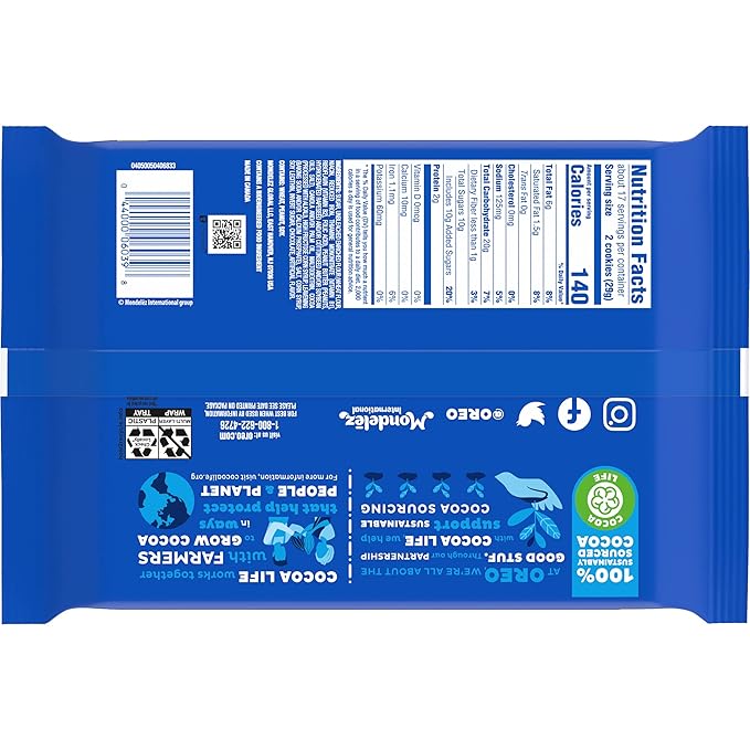 OREO Peanut Butter Creme Chocolate Sandwich Cookies Family Size 17 oz (Pack of 3)