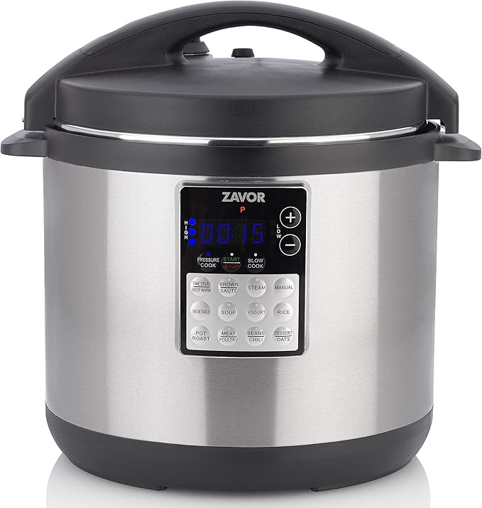 Zavor LUX Edge 8 Quart Programmable Electric Multi-Cooker: Pressure Cooker Slow Cooker Rice Cooker Yogurt Maker Steamer and more - Stainless Steel (ZSELE03)