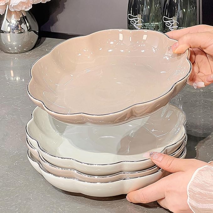 Dinnerware Set for 6 People - 27 Pieces - 12.5in Dinner Plate 8.5in Dessert Plate 350ml Pasta Bowl - White Flesh Color - 26 Piece Set (White 26 piece set)