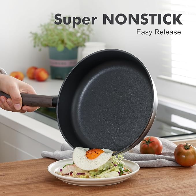 SENSARTE Nonstick Cookware Set Pots and Pans Set Kitchen Non-stick Cooking Set Dishwasher &amp Oven Safe Induction Compatible Free of Intentionally Added PFOA/PFOS 15pcs Black