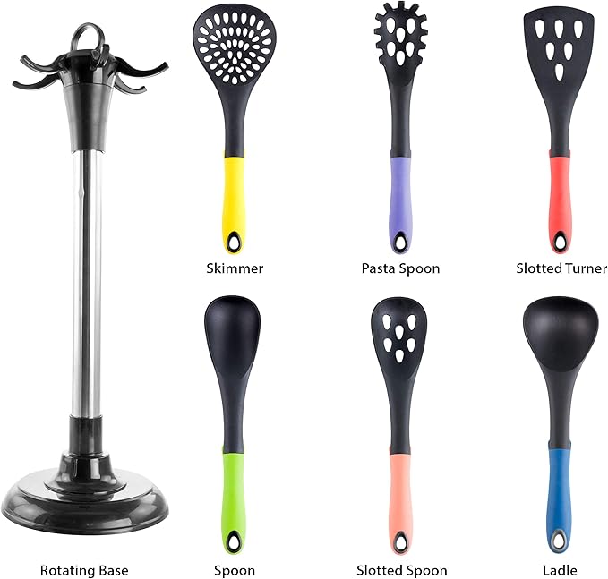 MegaChef Nylon Tool Cookware Utensil Set 7 Piece Assorted Multi-Color